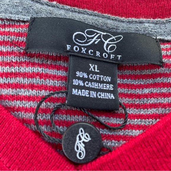 Foxcroft NWT Red V-Neck 90% Cotton 10% Cashmere Long Sleeve Sweater in Size XL - Picture 10 of 11
